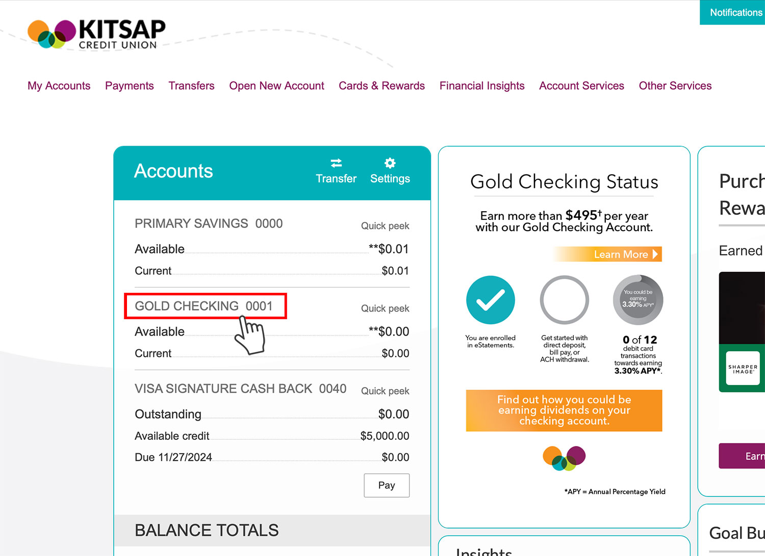 Screenshot of an online banking interface showing the first step to locate the routing number.